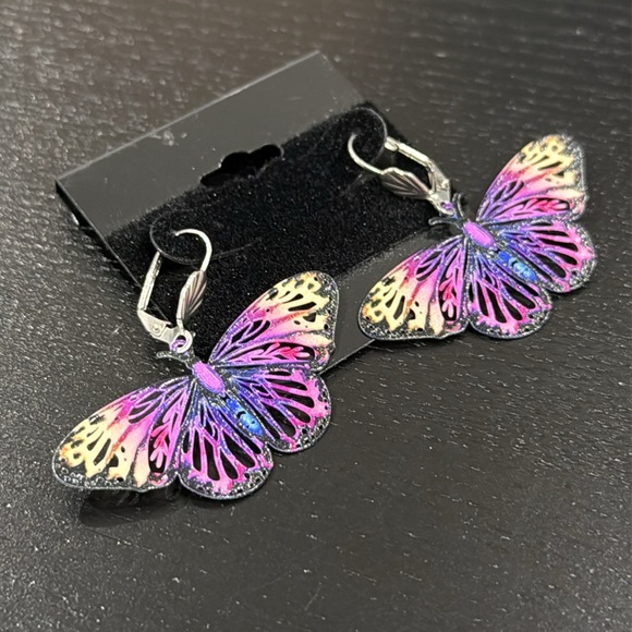 Butterfly Laser Cut Rainbow Butterly Earrings - Picture 3 of 9